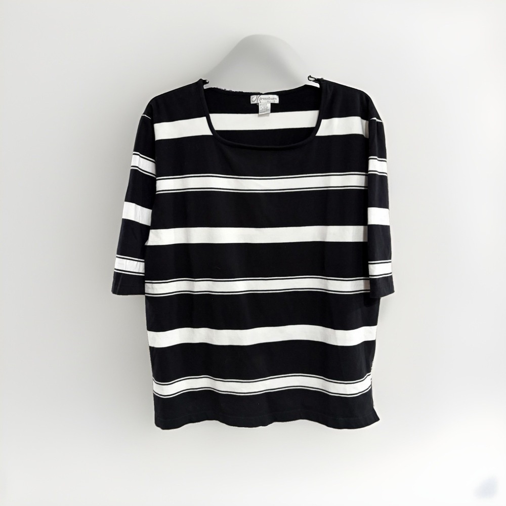 Dressbarn Women's Knit Top Size 18/20 Cotton Stretch 1/2‎ Sleeve Plus EUC W140